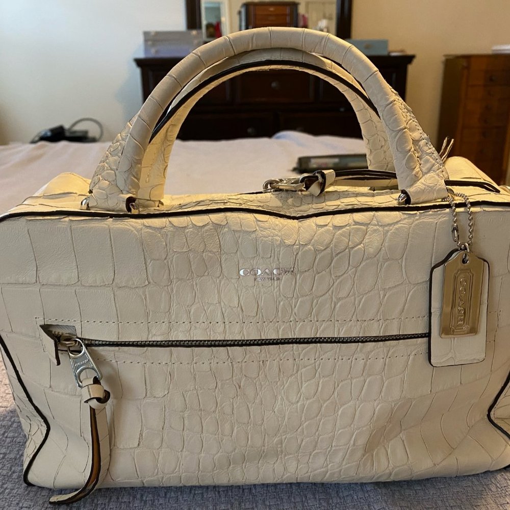 Coach Off White Crocodile Leather Handbag Purse - Picture 3 of 11